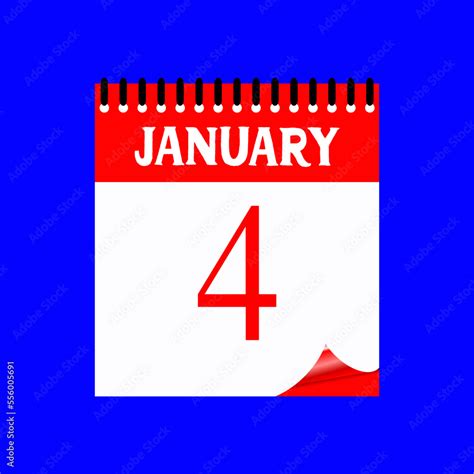 4 January 2023. Icon calendar day. Days of the year. Vector illustration sign label. Event ...