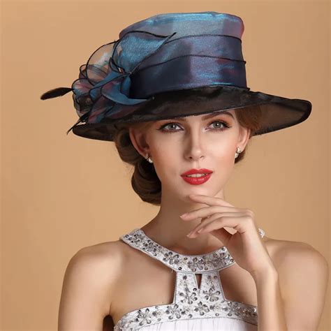 2015 Organza Sinamay Hats for women New Fashion Brand Evening Hat Ladies Formal Wedding Large ...