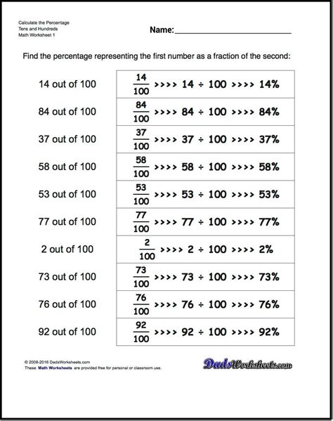 These Percentage Worksheets Require Students To Convert Percentages ...