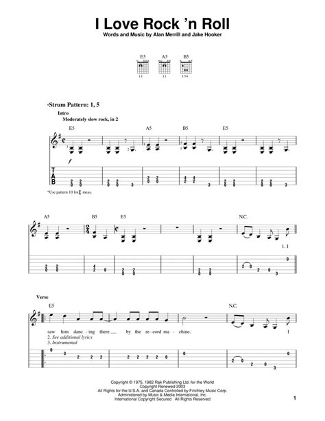 Download I Love Rock 'N Roll Sheet Music By Joan Jett - Sheet Music Plus