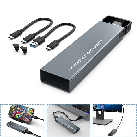 Buy Aluminum Rocketek M.2 NVME and SATA NGFF Enclosure Dual Protocol Gen 2 USB 3.1 M.2 SSD ...