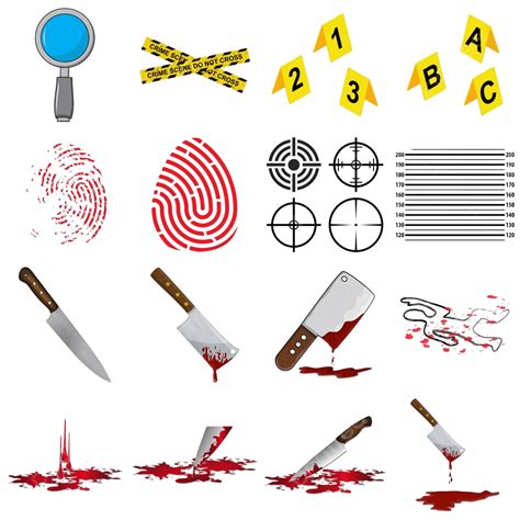 Set Of Murder Icons On White Background Weapon Icon Murderer Vector ...