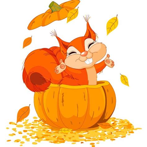 Pumpkin Squirrel | Cartoon clip art, Squirrel, Cute squirrel