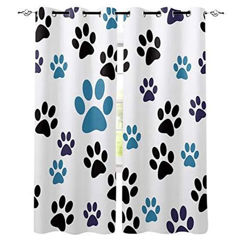 Draperies & Curtains Panels for Living Room Bedroom Dog Paw Print ...