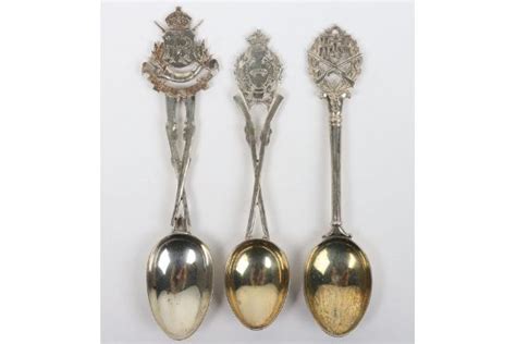 3x Indian Army Regimental Spoons, fine silver (not hallmarked) regimental spoons for Allahabad Ri