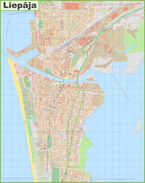 Large detailed map of Liepāja