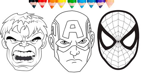 Red Hulk & Captain America & Spiderman Coloring - Superhero Coloring ...