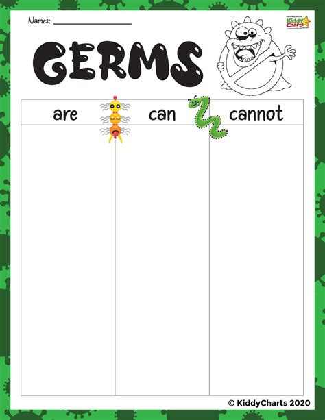 Germ Activity for Kids - Free worksheets - kiddycharts.com