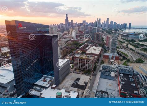 Chicago Marriott Aerial Image Editorial Photo - Image of sunset, marriott: 98763861