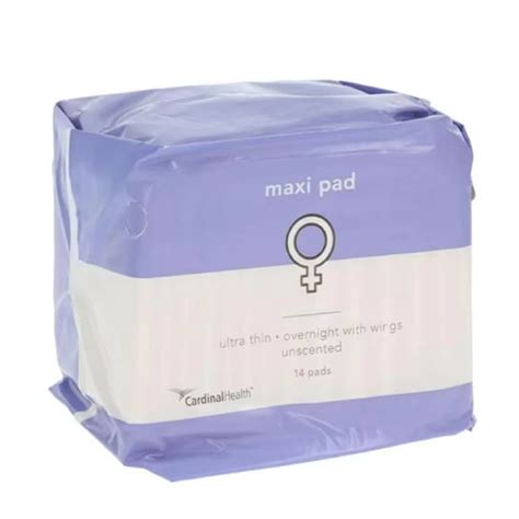 Cardinal Health Postpartum Maternity Pads, Unscented, Ultra Thin, Overnight Maxi Pad with Wings ...