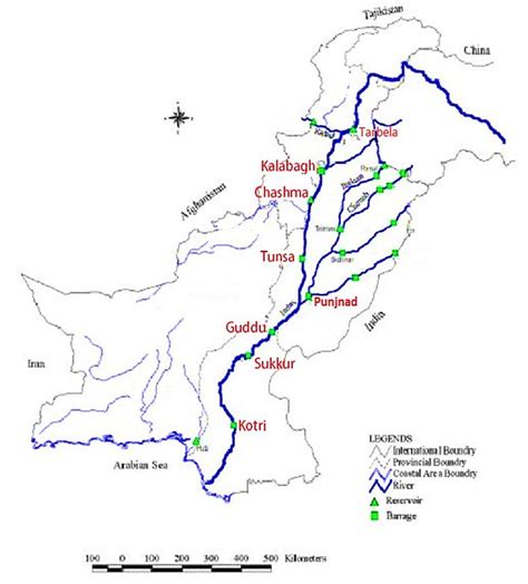 Map showing location of stations along the Indus River | Download ...