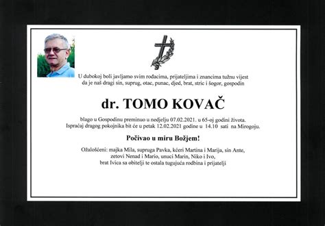 Osmrtnice Livno Dr. Tomo Kovač