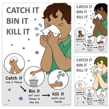 Catch it, bin It, Kill It - Illustrated Children's Sign | Aura Sign Shop