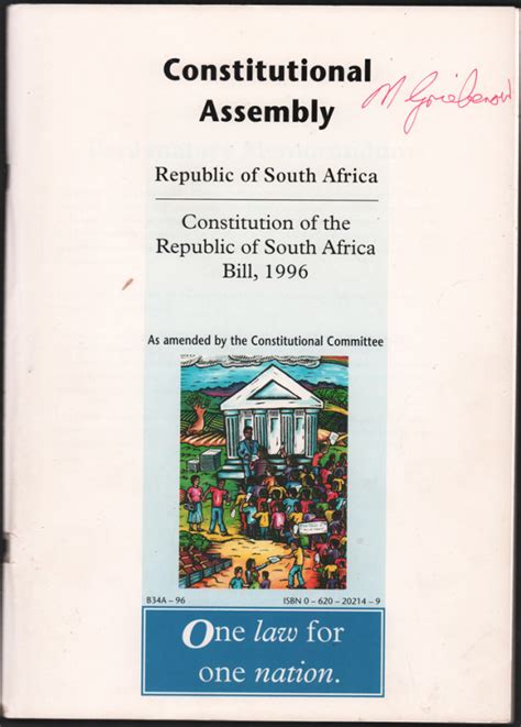 Constitutional Assembly. Constitution Of The Republic Of South Africa ...