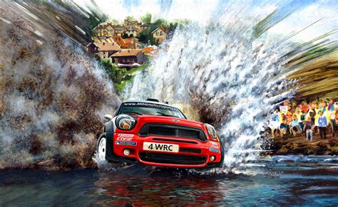 Wallpaper : artwork, water, car, Rally, racing, vehicle, Mini Cooper, wrc 2560x1573 ...