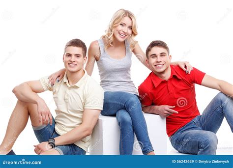 Three Friends Posing on Isolated Background Stock Image - Image of ...