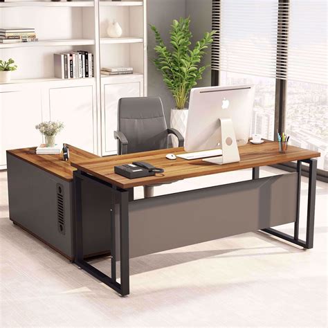 Tribesigns L-Shaped Computer Desk, 55 inches Executive Desk Business Furniture with 39” File ...