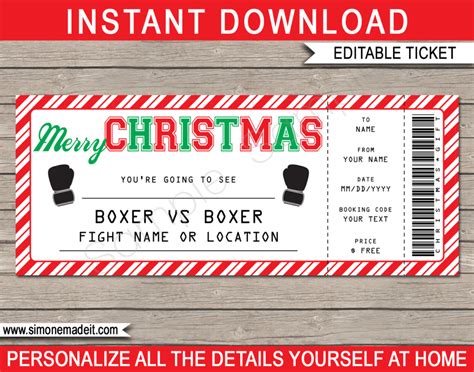 Christmas Boxing Ticket Gift Voucher | Printable Boxing Ticket Template