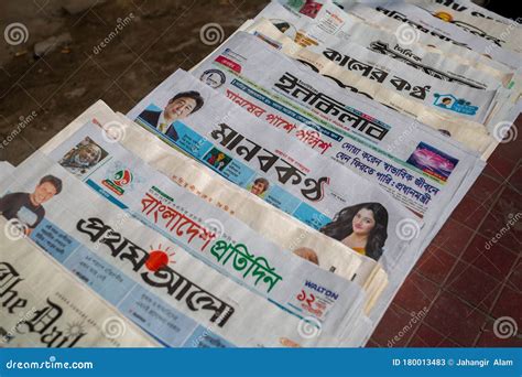 Bangladeshi Newspapers Lined Up for Sale at Farmgate Area, Dhaka Editorial Stock Photo - Image ...