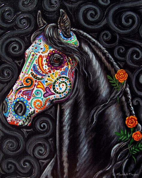 Day of the Dead Horse Art PRINT Sugar Skull Caballo