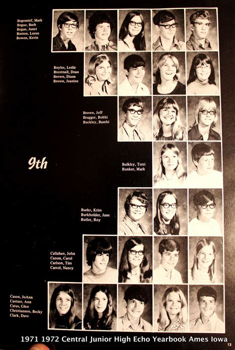 1971 1972 p 13 Echo 9th grade yearbook portraits Central Junior High ...