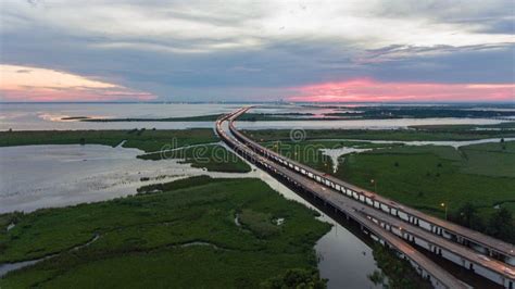 Aerial Photos of Mobile Bay at Dusk Stock Image - Image of sunset, gulf: 108726505