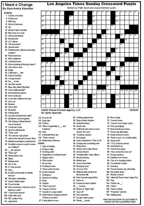 Los Angeles Times Sunday Crossword Puzzle - The St. Ignace News