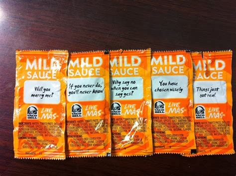 Happiness Is Never Stopping To Think If You Are: Taco Bell Mild Sauce Packet Sayings