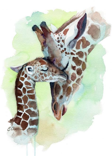 Mother and Baby Giraffe Nature Poster Print | metal posters i 2020