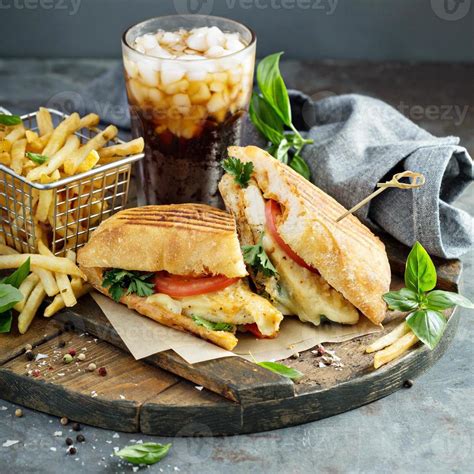 Panini sandwich with chicken and cheese 15746956 Stock Photo at Vecteezy