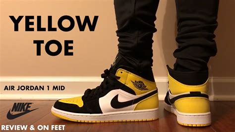 Air Jordan 1 Mid Yellow Toe Review and On Feet - YouTube