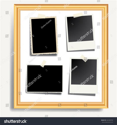 Vintage Photos Golden Frame Vector Illustration Stock Vector (Royalty ...