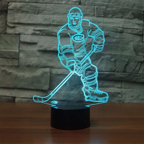 Ice Hockey Player 3D Led Lamp 7 Color Changing Light Remote Touch Table ...