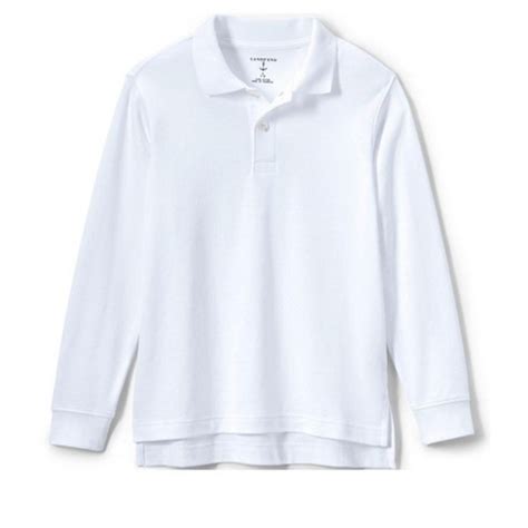 Lands' End School Uniform Kids Long Sleeve Interlock Polo Shirt - Small - White : Target