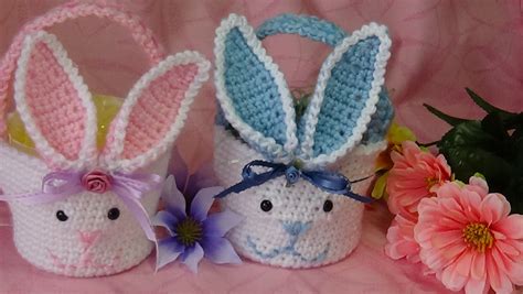 BUNNY BASKET PATTERN #528 | Creative Grandma | Easter crochet, Bunny basket, Easter crochet patterns