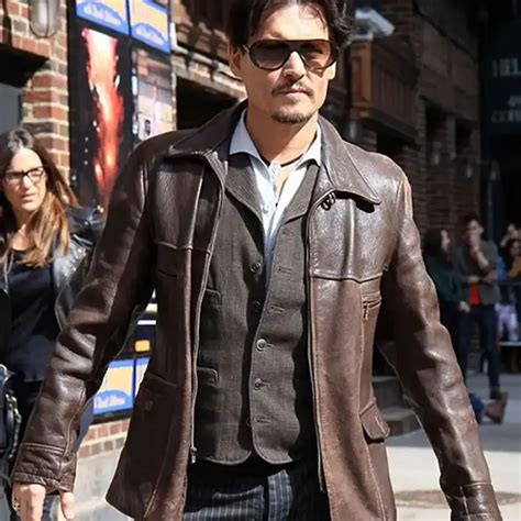 Actor Johnny Depp Brown Leather Jacket