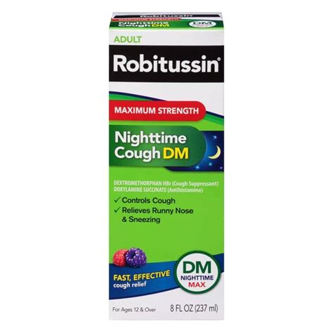 Robitussin Honey Adult's Maximum Strength DM Nighttime Max Cough Syrup , 8 - Tanga