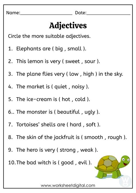 Adjectives | Adjective worksheet, Adjectives, English worksheets for kindergarten