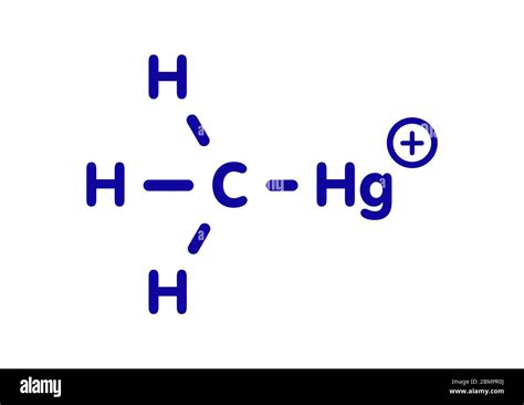 Methylmercury cation environmental pollutant, chemical structure. Skeletal formula Stock Photo ...