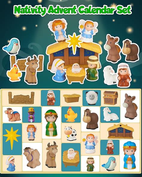 Nativity Advent Calendar 2023 Kids Christmas Story Nativity Playset Christian Religious Advent ...