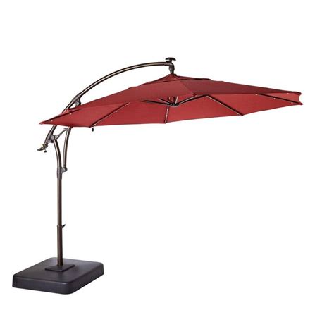 11 ft. LED Round Offset Patio Umbrella in Red-YJAF052 - The Home Depot