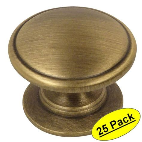 Cosmas 4702BAB Brushed Antique Brass Cabinet Hardware Round Knob - 1-1/ ...