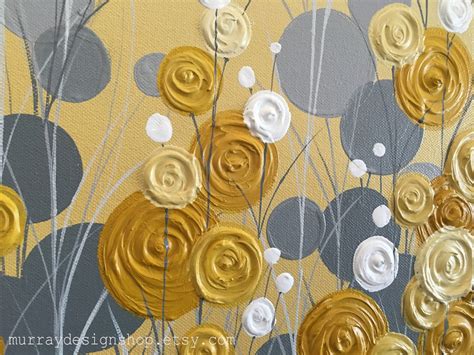 Mustard Yellow and Grey Wall Art Textured Painting Abstract - Etsy