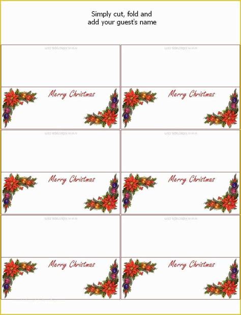 Free Printable Christmas Table Place Cards Template Of Christmas Place Card Templates Invitation ...