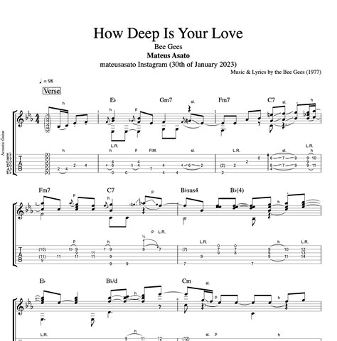 "How Deep Is Your Love" (Bee Gees) · Mateus Asato || Guitar: Tab + Sheet music + Chords — Play ...