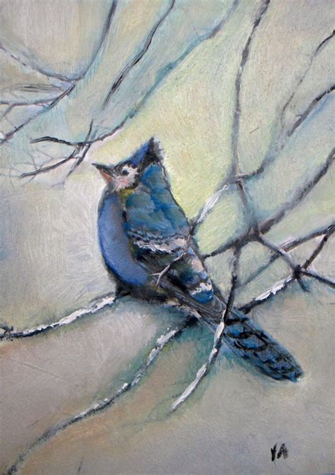 RESERVED LISTING Blue Jay Original oil painting