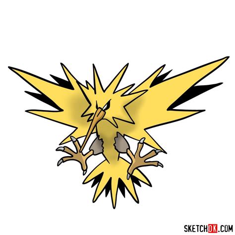 How to Draw Zapdos, the Legendary Electric/Flying-type Pokémon