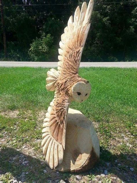 carved wooden owl mobile - Google Search | Wood carving art, Chainsaw ...