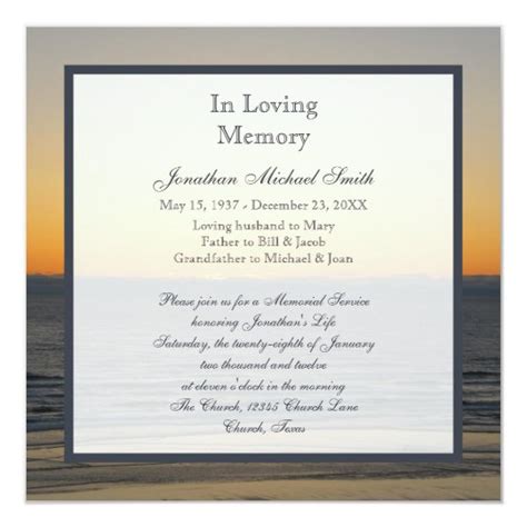 Memorial Service Announcement Invitation | Zazzle.com