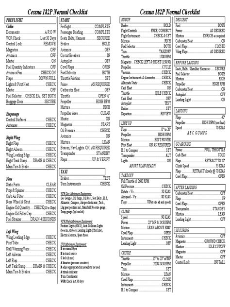 Cessna 182 Skylane Checklist | PDF | Carburetor | Flap (Aeronautics)